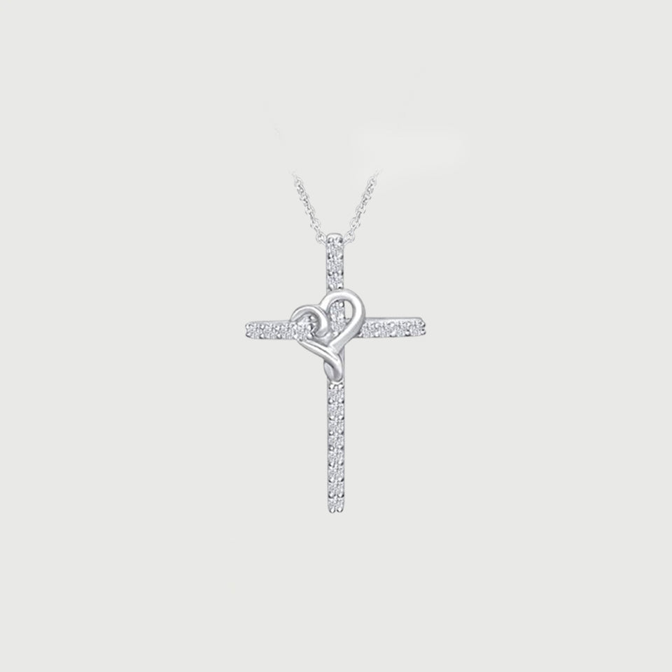 Fancy Heart Cross Pendant Necklace