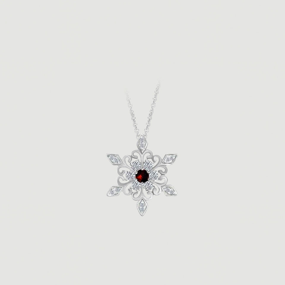 Birthday Snowflake Pendant Necklace
