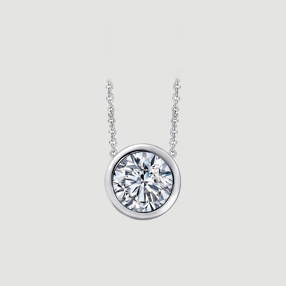 Bezel Set Solitaire Pendant Necklace