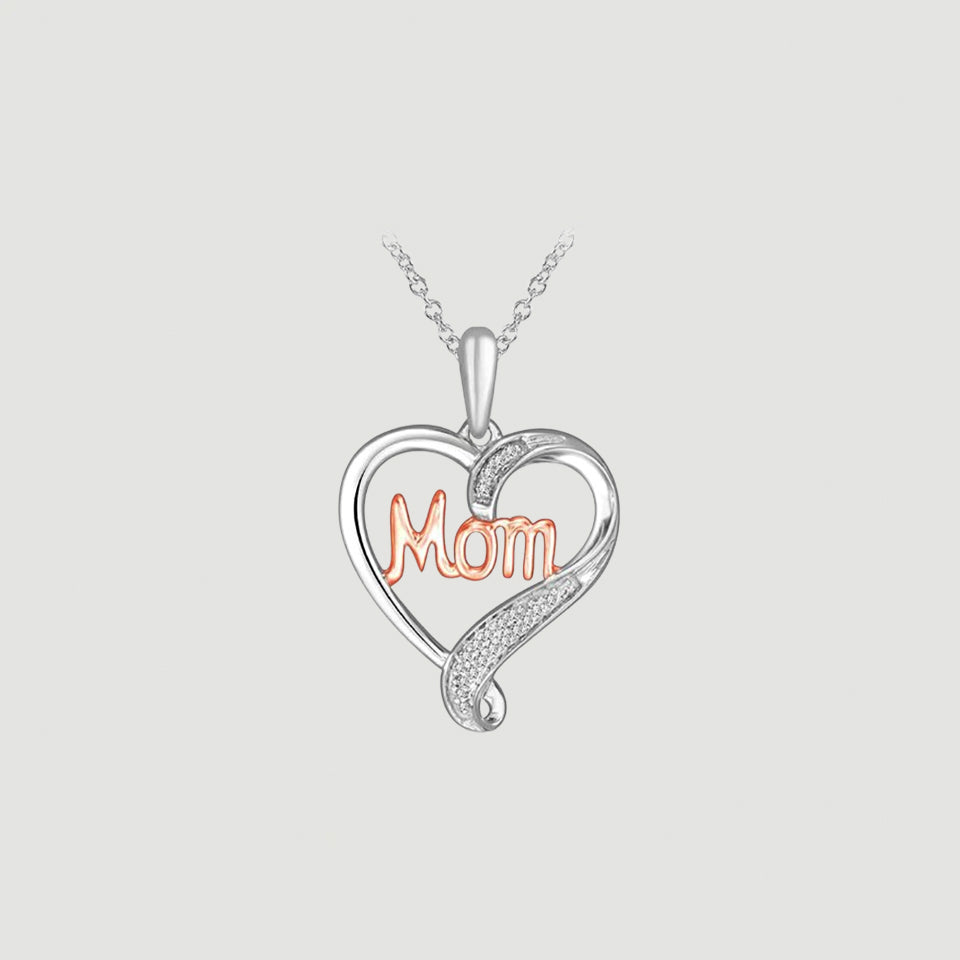 Solid Mom Heart Pendant Necklace