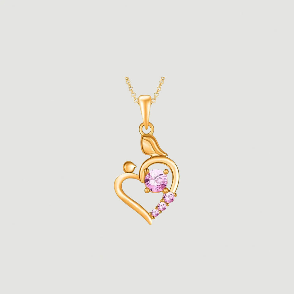 Child with Mom Heart Pendant Necklace