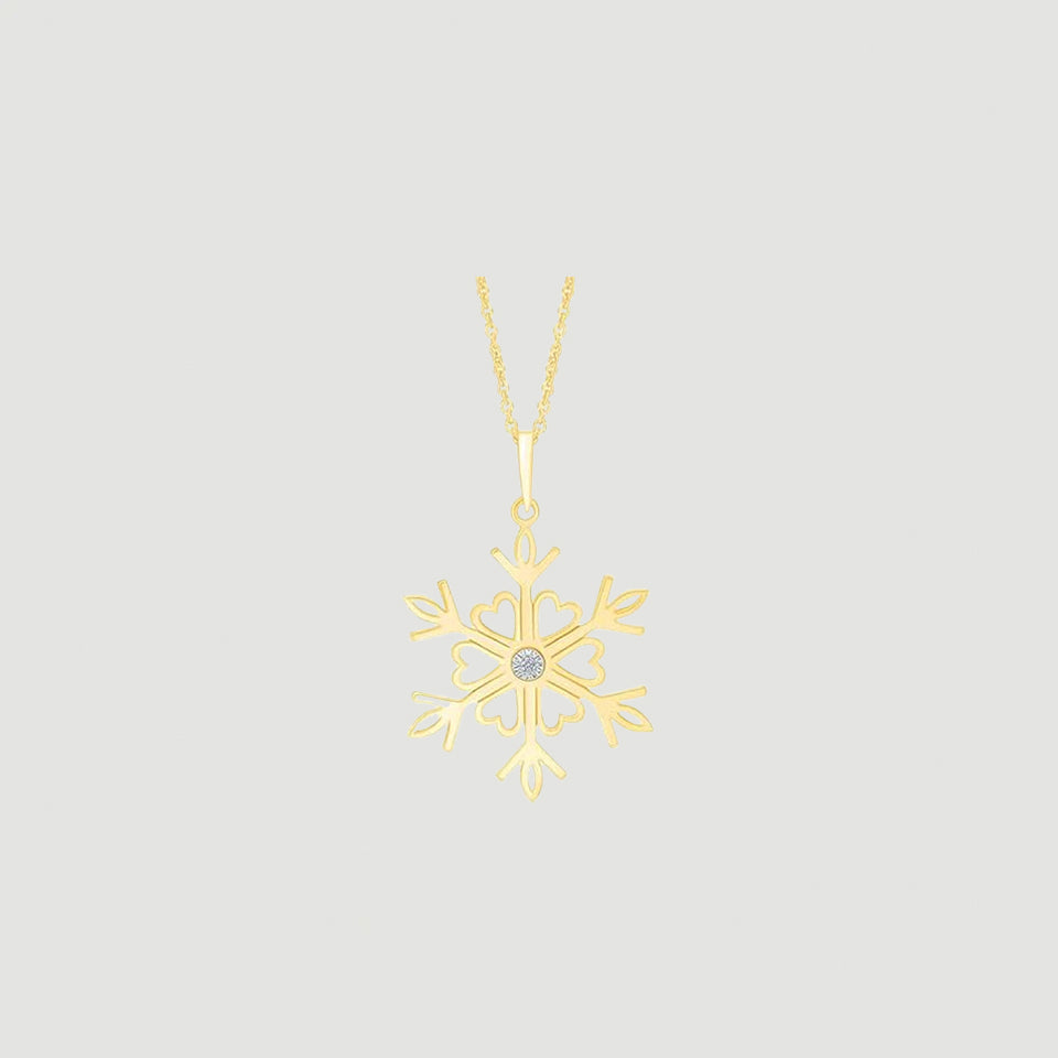 Heart Snowflake Pendant Necklace