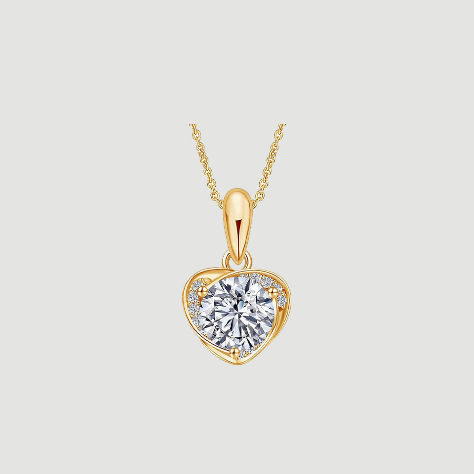 Moissanite Diamond Love Heart Pendant Necklace