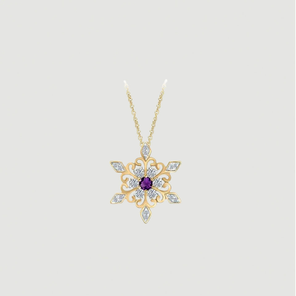 Birthday Snowflake Pendant Necklace