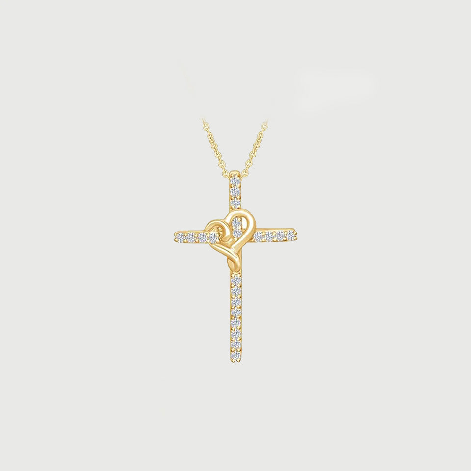 Fancy Heart Cross Pendant Necklace