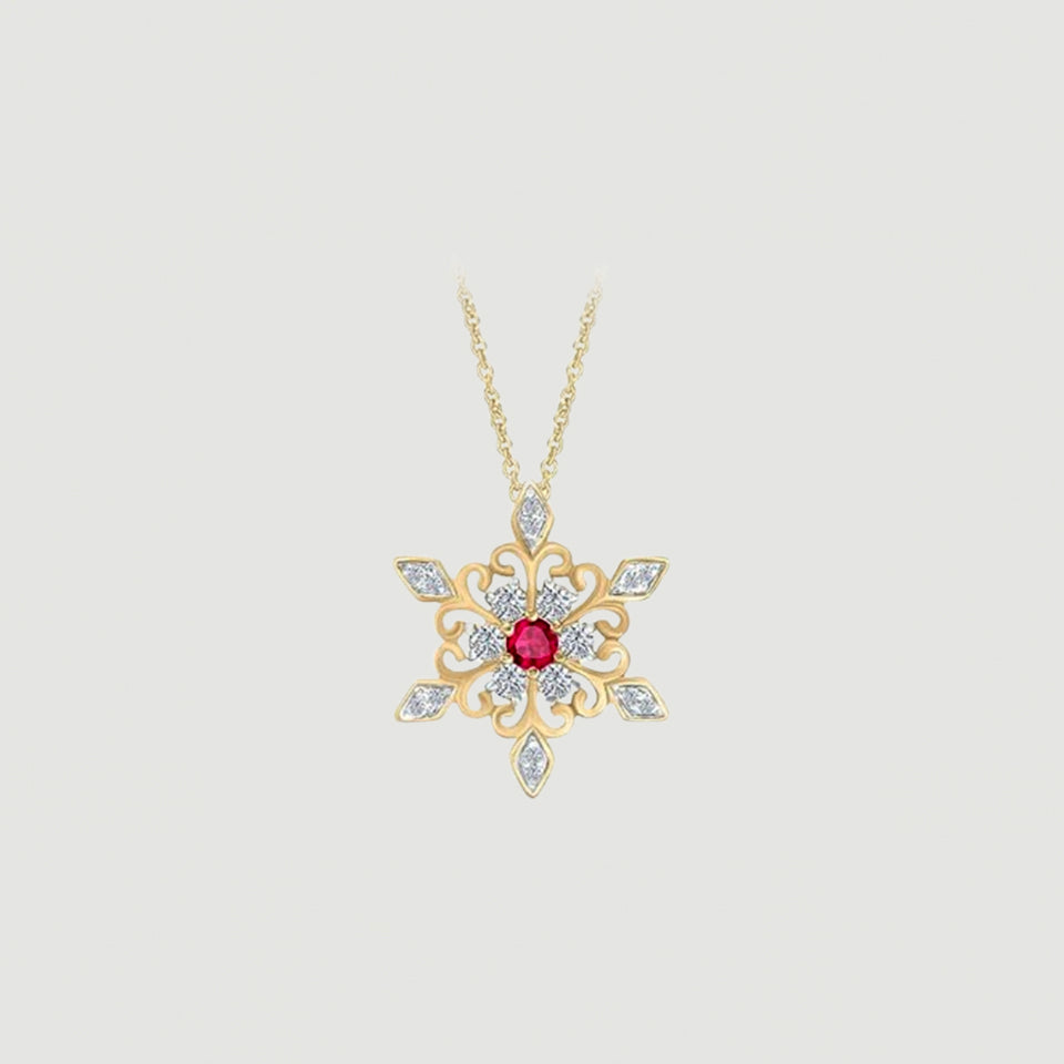 Birthday Snowflake Pendant Necklace