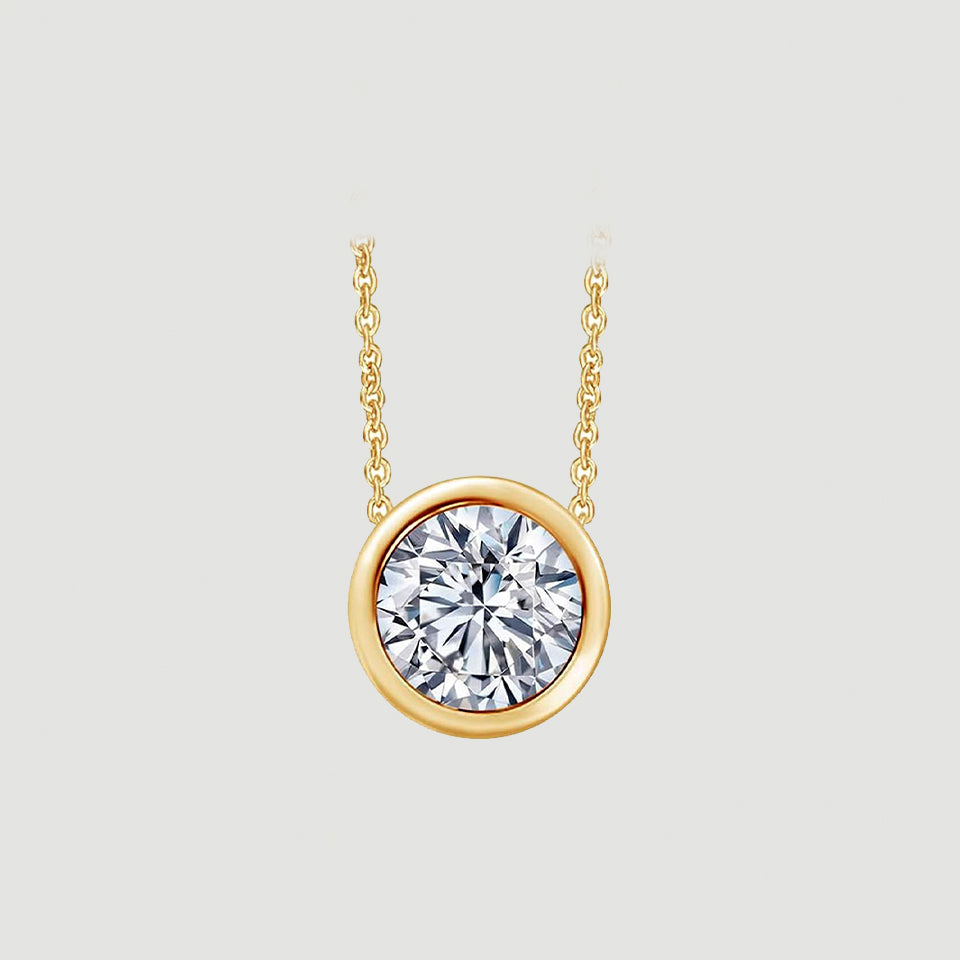 Bezel Set Solitaire Pendant Necklace