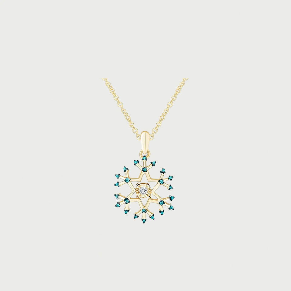 Blue Topaz Snowflake Pendant Necklace