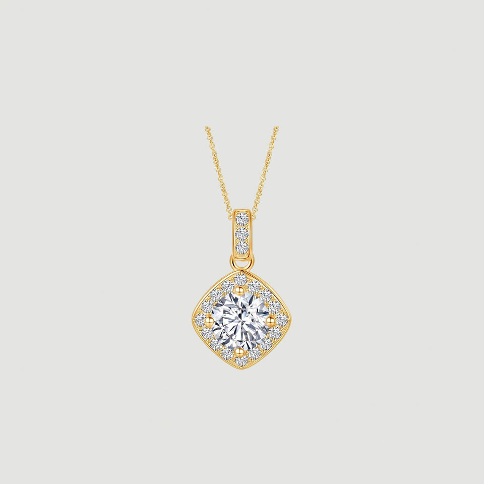 Cushion Halo Pendant Necklace