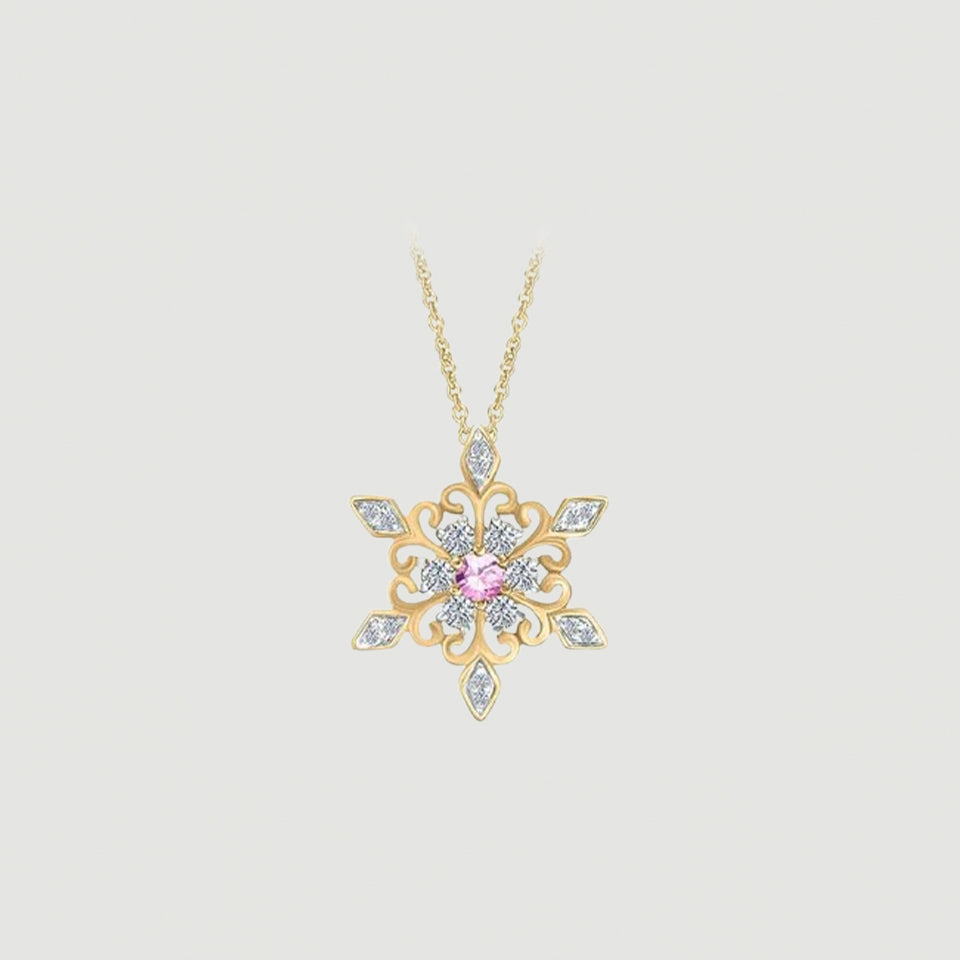 Birthday Snowflake Pendant Necklace