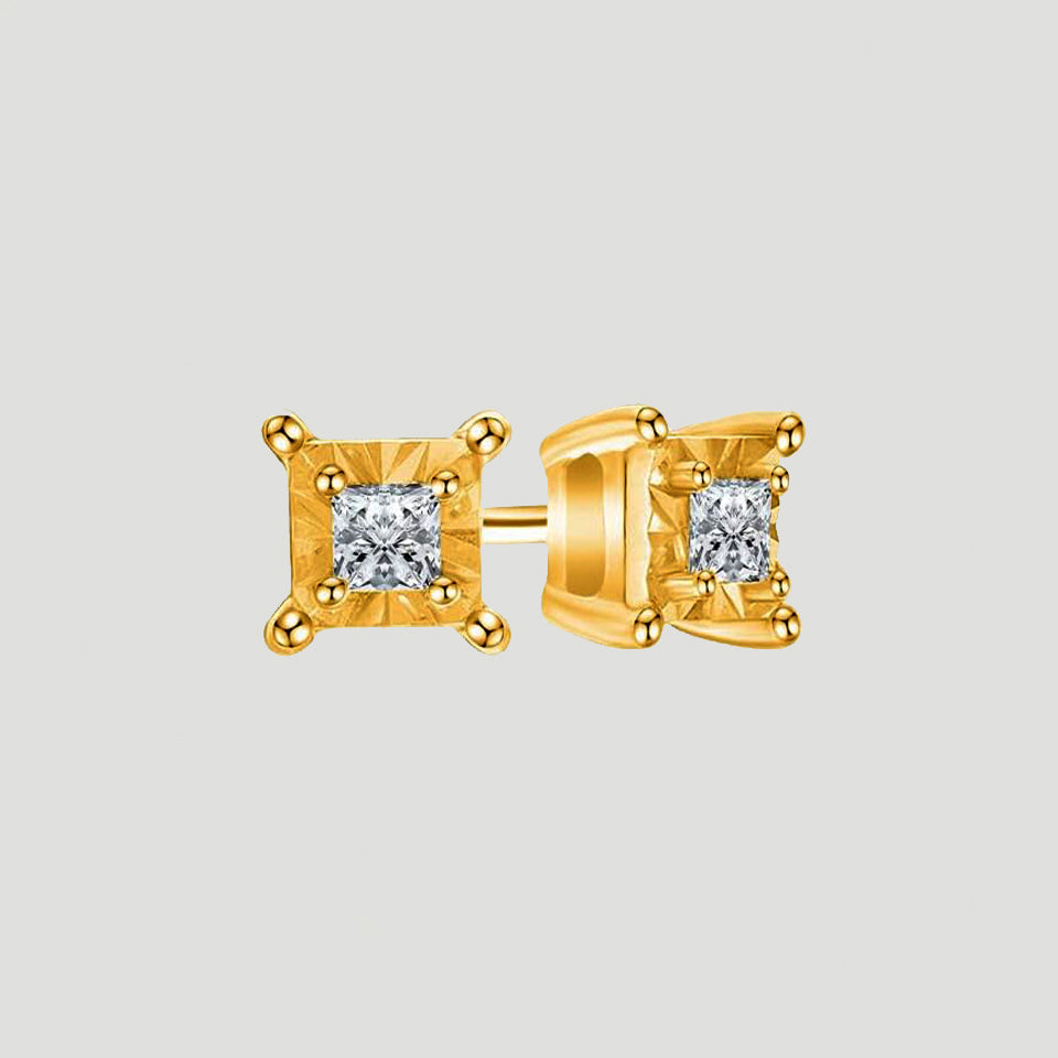 Princess-Cut Moissanite Solitaire Stud