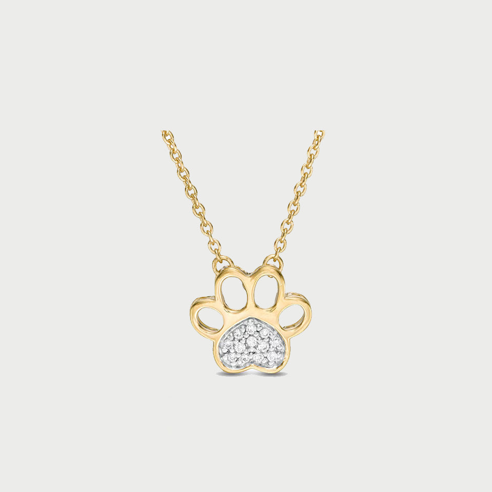 Accent Heart Paw Print Pendant Necklace