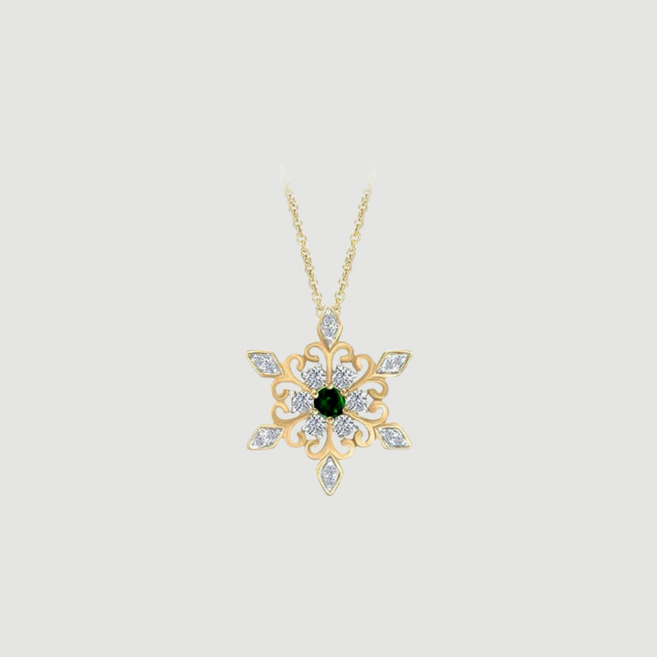 Birthday Snowflake Pendant Necklace