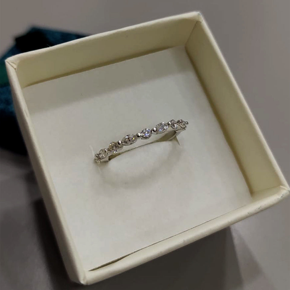 Marquise Round Moissanite Stackable Band Ring