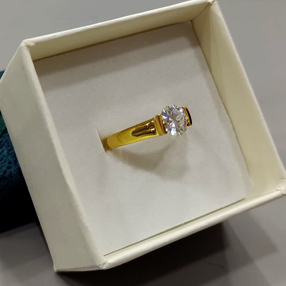 Half Bezel Moissanite Solitaire Ring