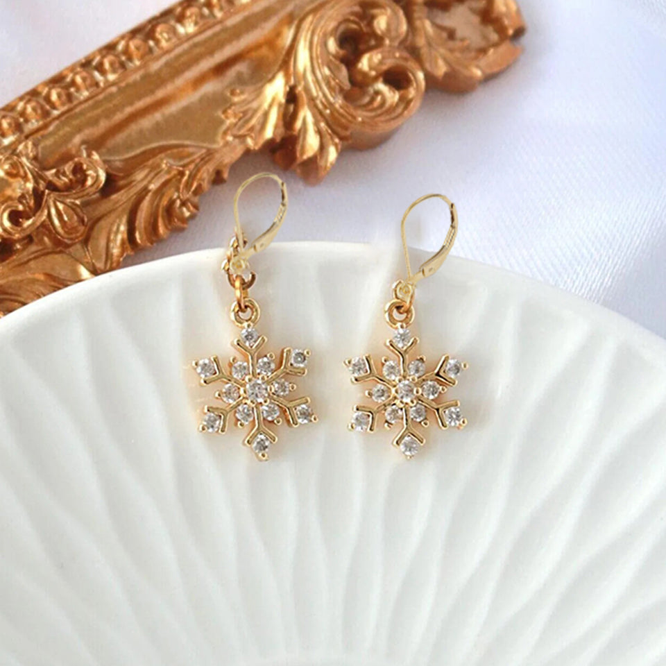 Cubic Zirconia Snowflake Earrings