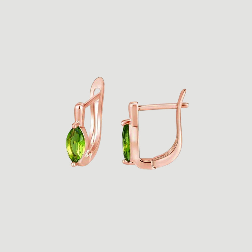 Marquise Gemstone Hoop Huggie Earrings