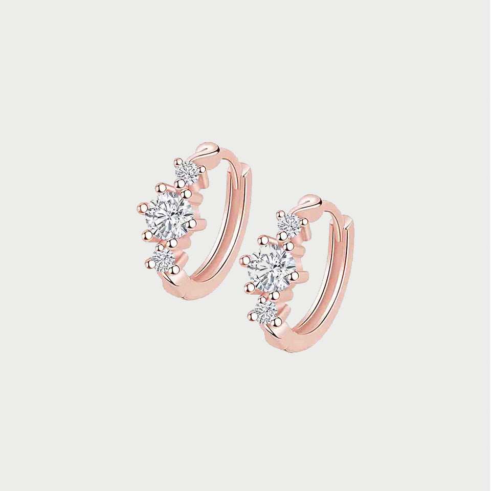 Moissanite Diamond Three Stone Hoop Earrings
