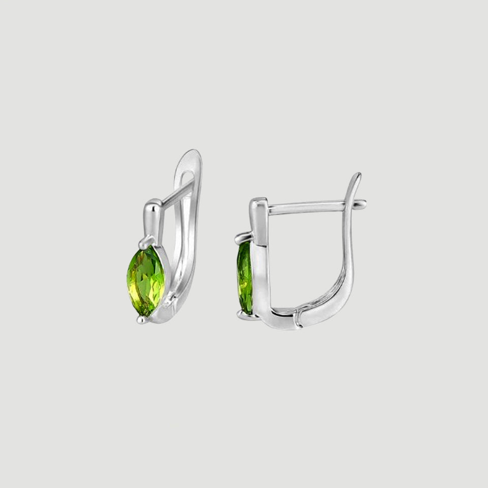 Marquise Gemstone Hoop Huggie Earrings