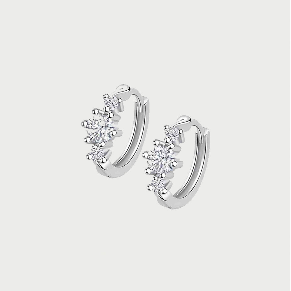 Moissanite Diamond Three Stone Hoop Earrings