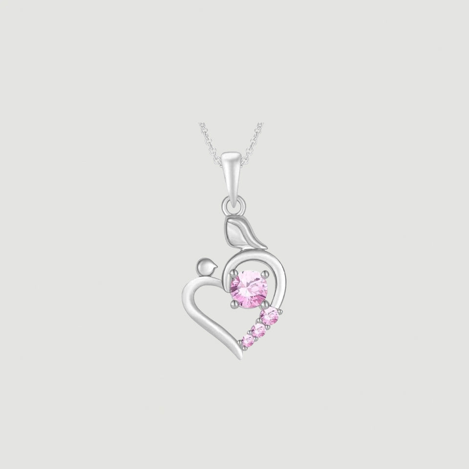 Child with Mom Heart Pendant Necklace