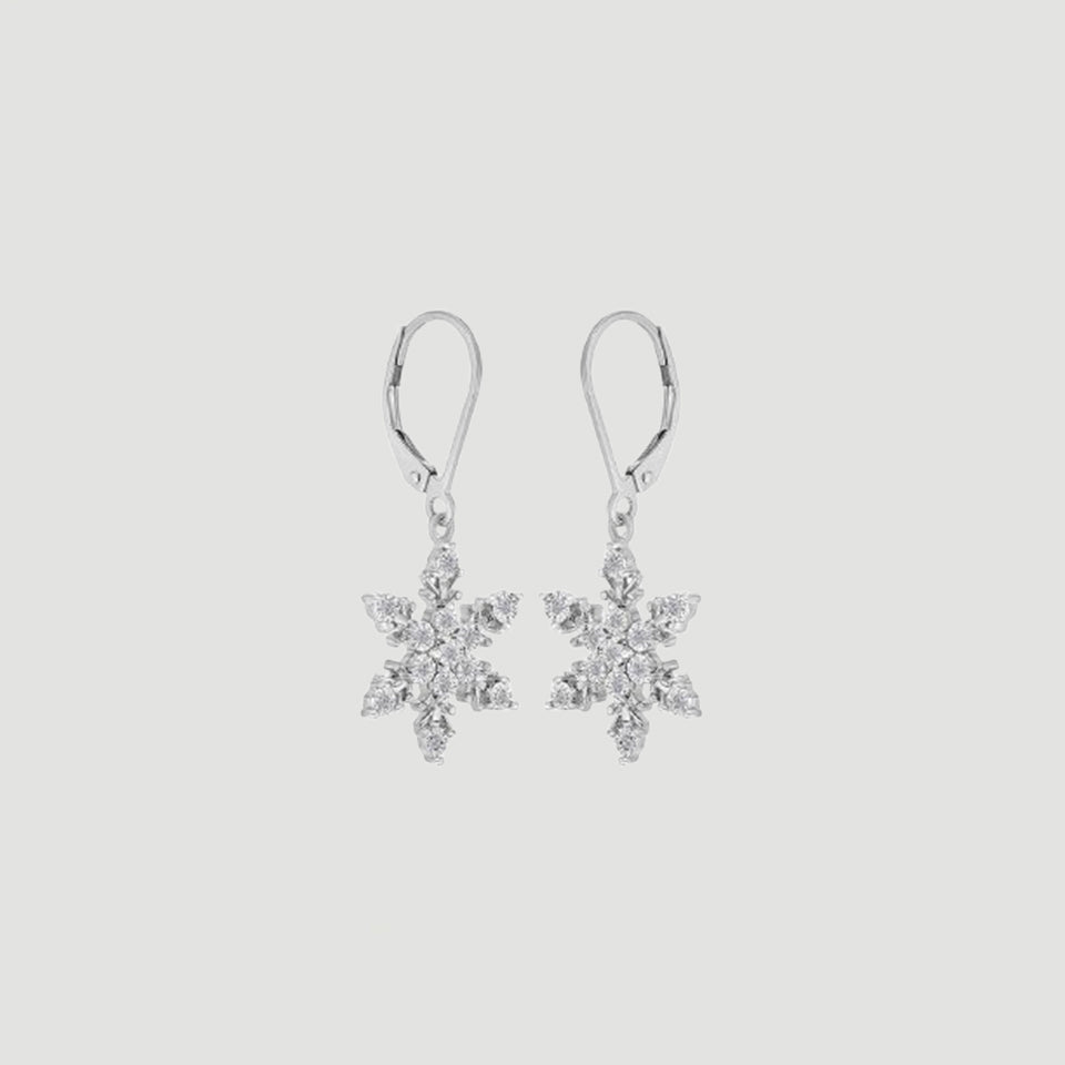 Cubic Zirconia Snowflake Drop Earrings