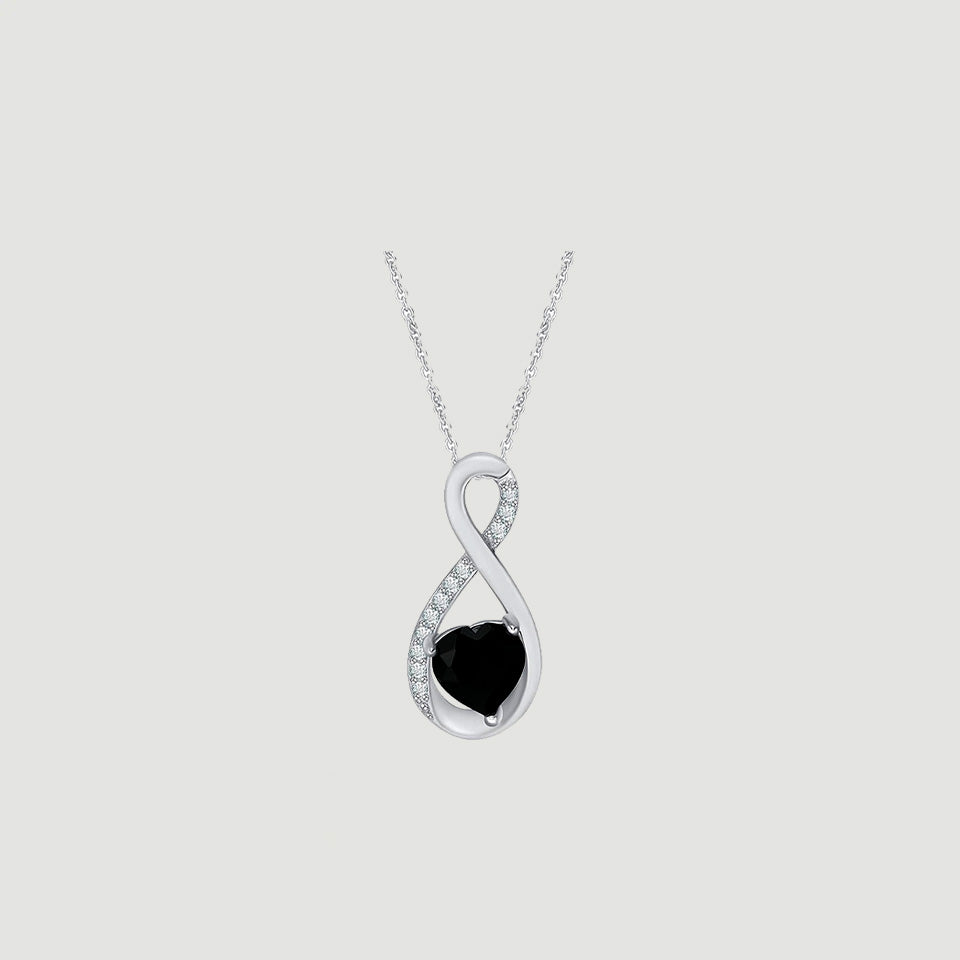 Heart Shape Black Infinity Pendant Necklace