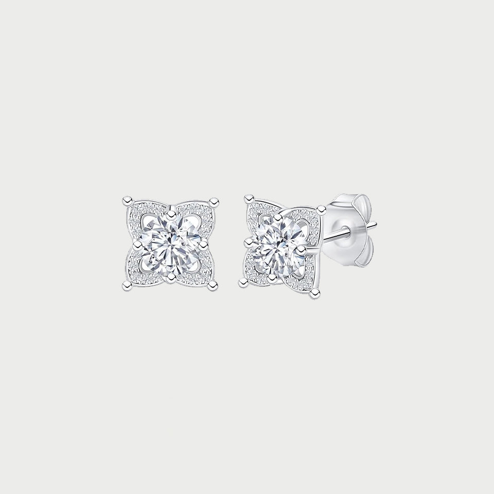 Moissanite Diamond Flower Stud
