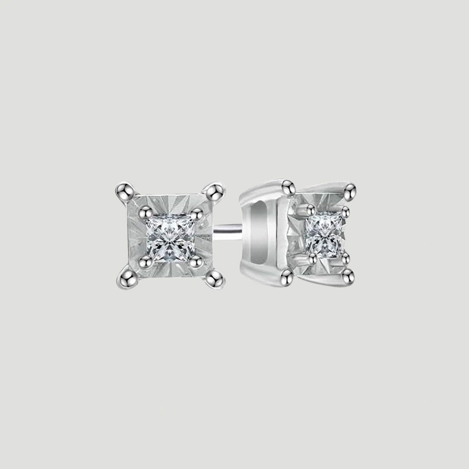 Princess-Cut Moissanite Solitaire Stud