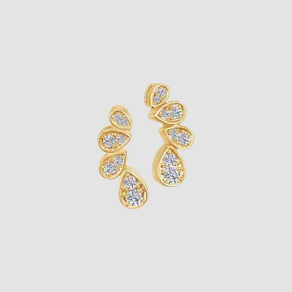 Cubic Zirconia Teardrop Ear Crawler Stud