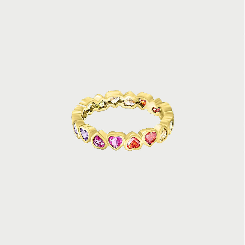 Multi Gemstone Rainbow Heart Promise Ring