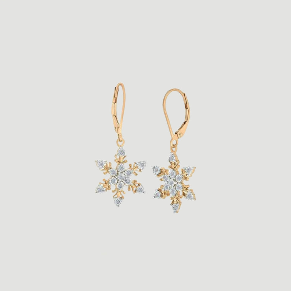 Cubic Zirconia Snowflake Drop Earrings
