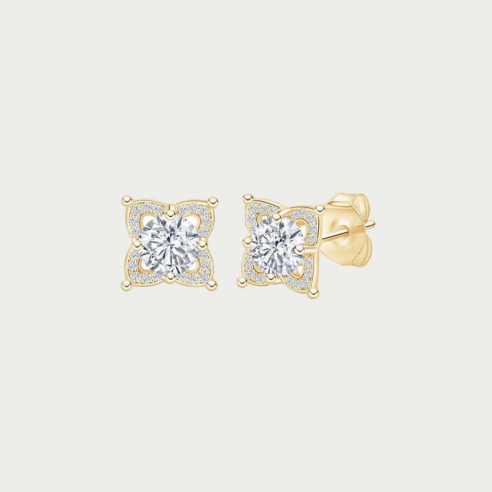 Moissanite Diamond Flower Stud