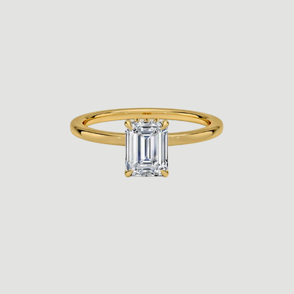 Hidden halo Emerald Cut Moissanite Ring