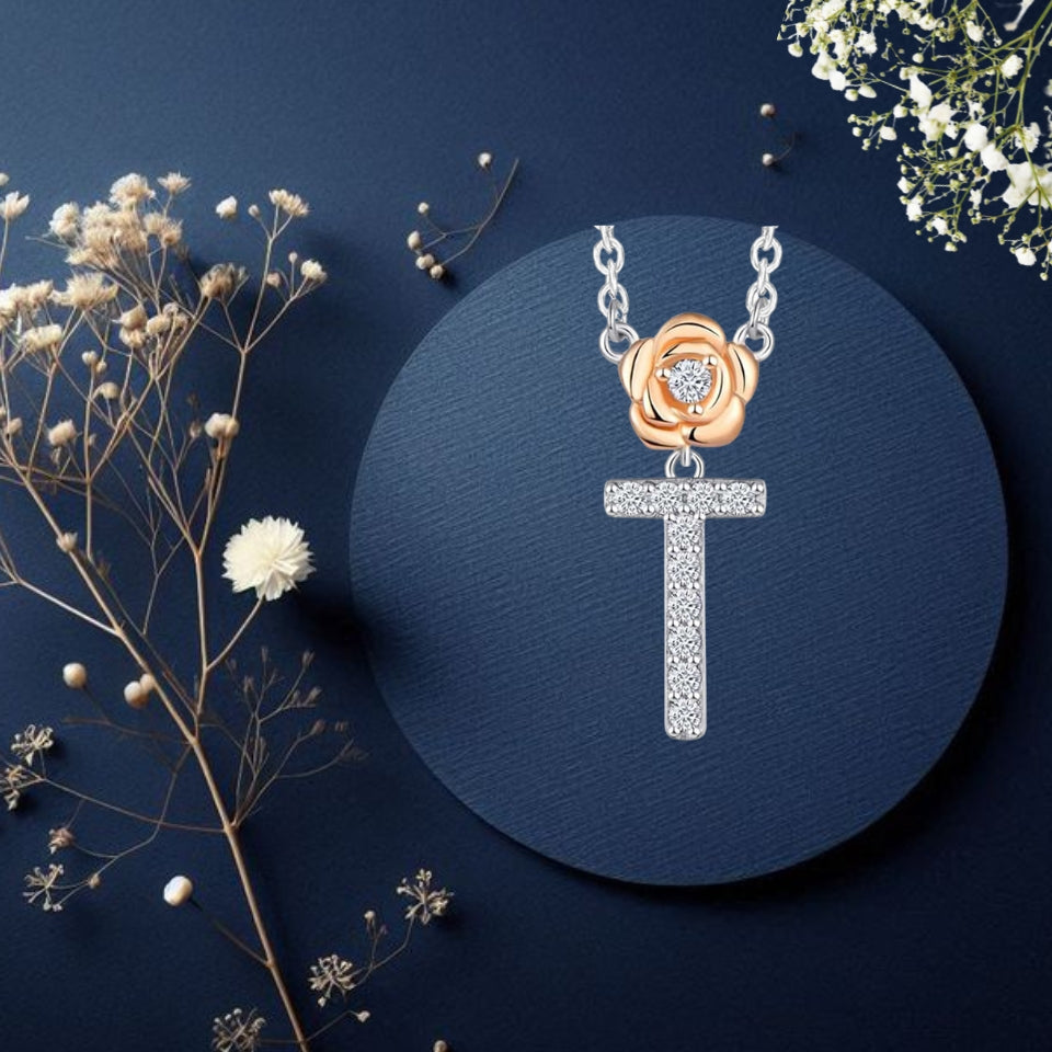 Alphabet Flower Pendant Necklace