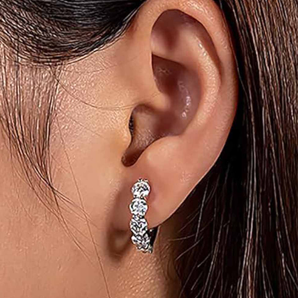 Moissanite  Diamond Huggie Hoop Earrings