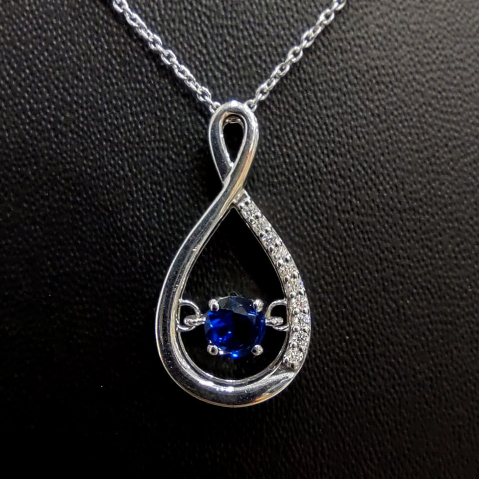 Blue and White Sapphire Infinity Pendant Necklace