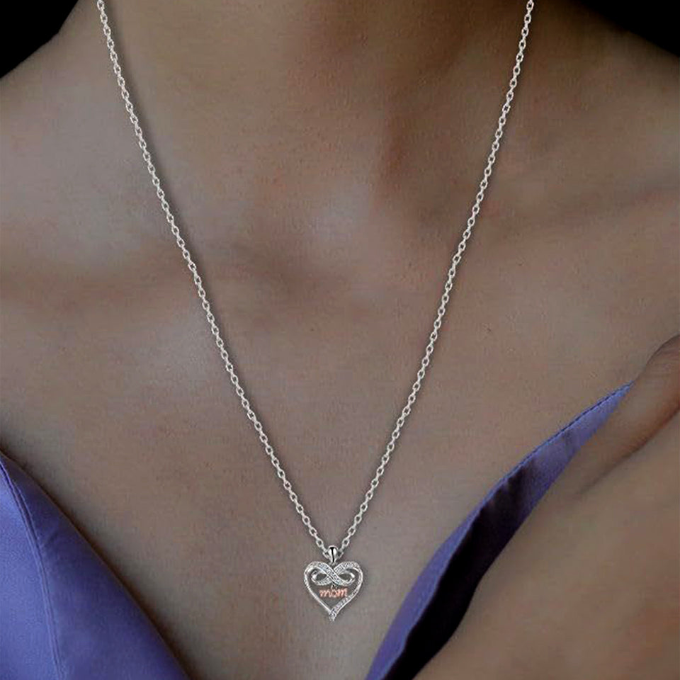 Infinty Heart Mom Pendant Necklace