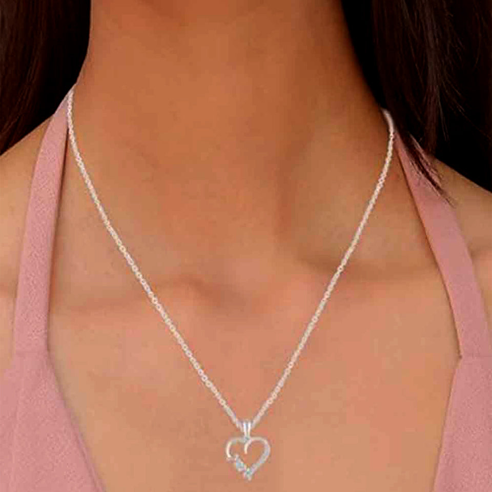 Crystal Mom Love Heart Pendant Necklace