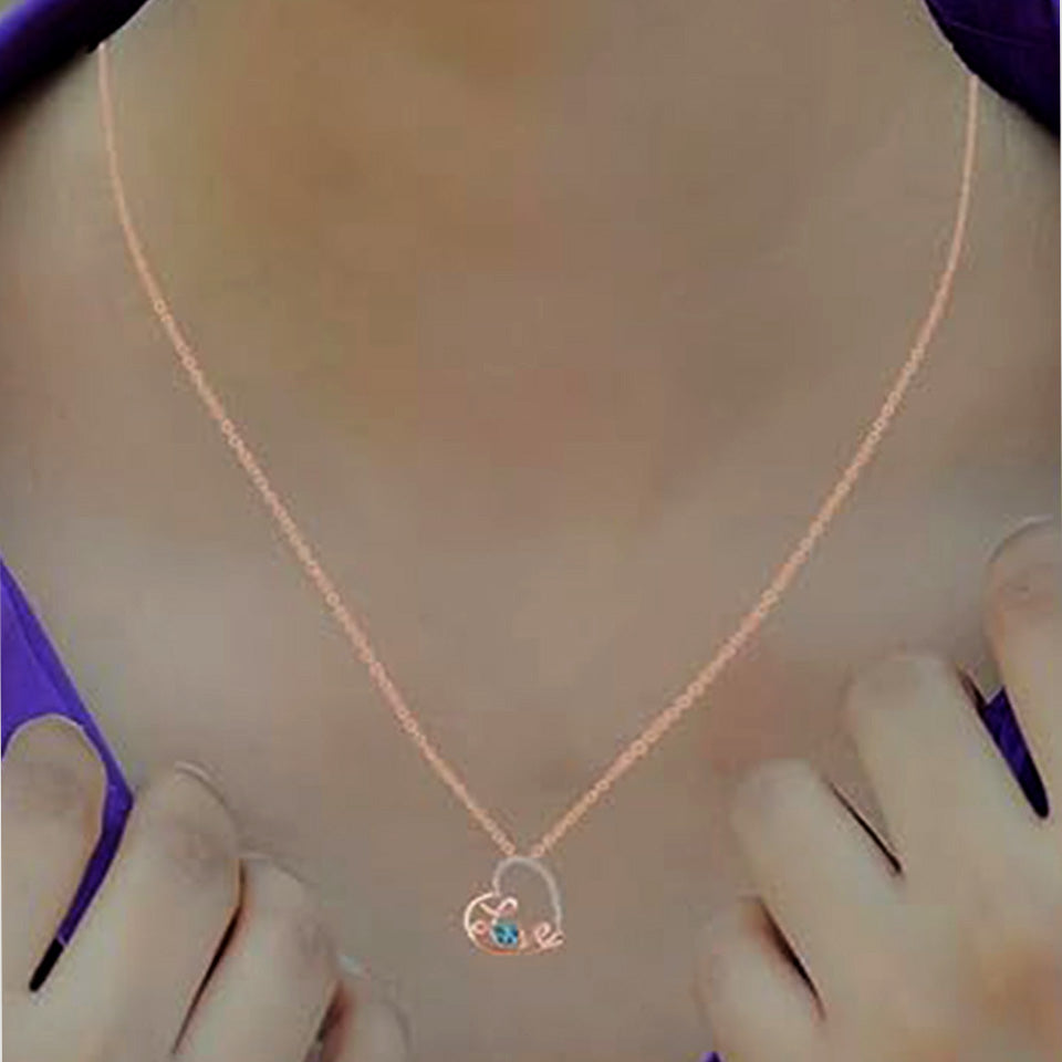 Blue Topaz Love Heart Pendant Necklace