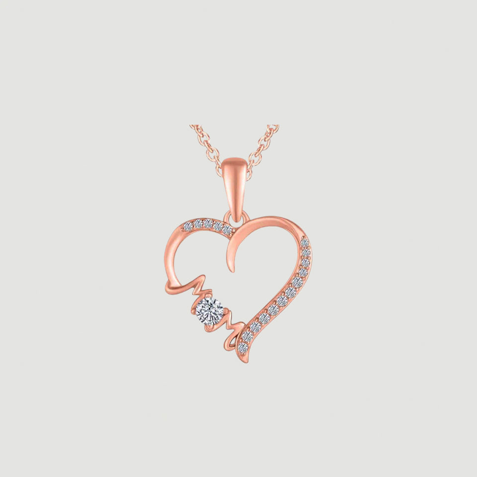 Crystal Mom Love Heart Pendant Necklace