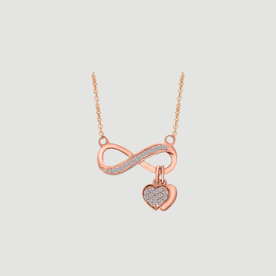 Infinity Double Heart Dangle Pendant Necklace