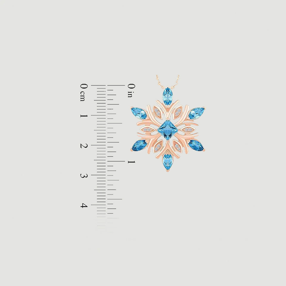 Aquamarine Snowflake Pendant Necklace