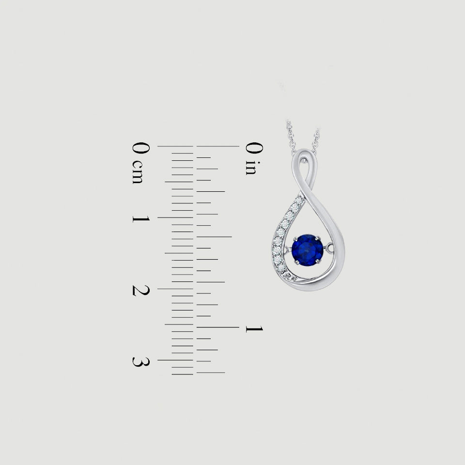 Blue and White Sapphire Infinity Pendant Necklace