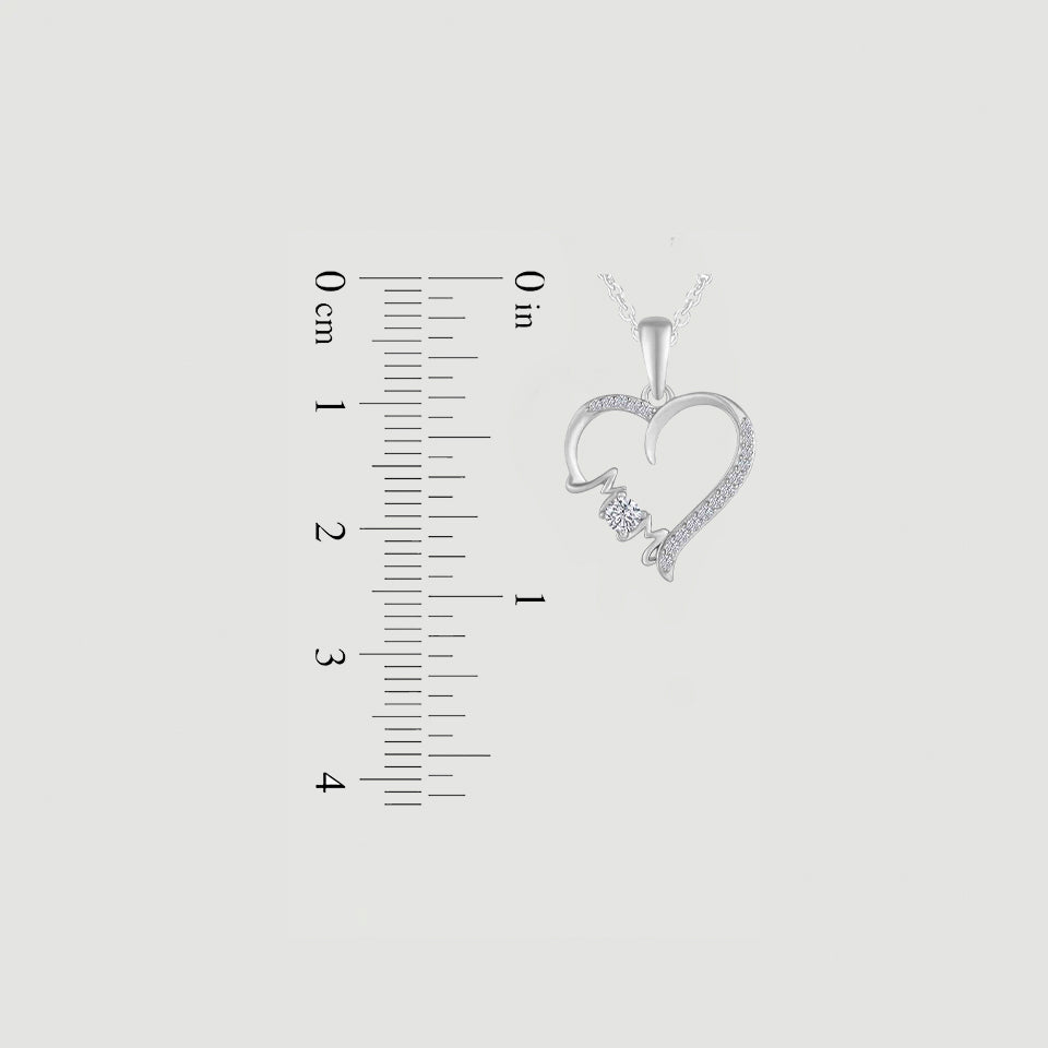 Crystal Mom Love Heart Pendant Necklace