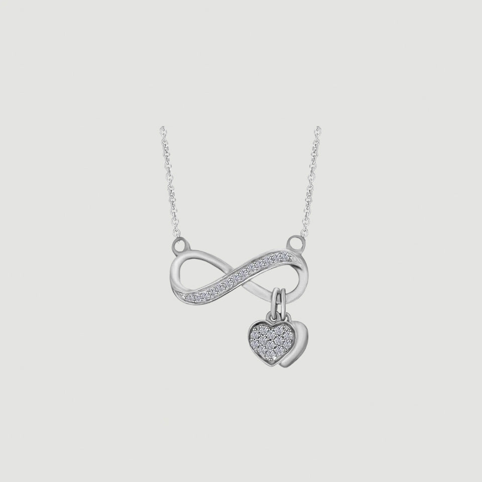 Infinity Double Heart Dangle Pendant Necklace