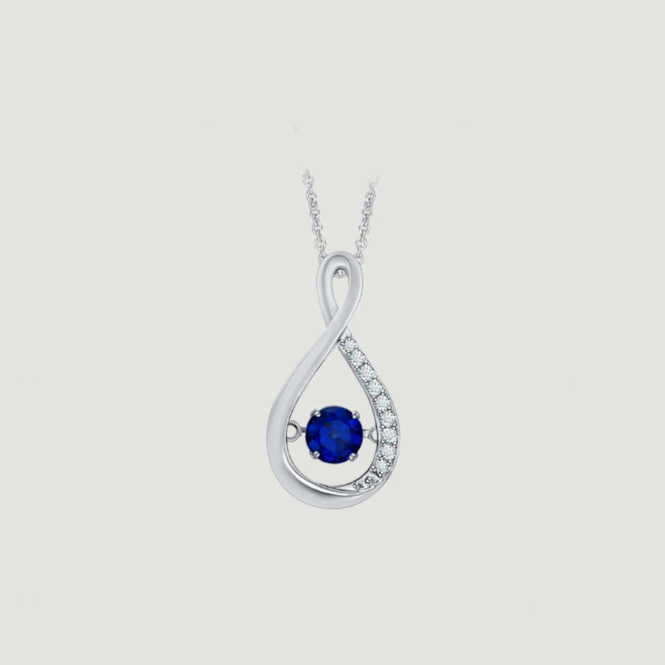 Blue and White Sapphire Infinity Pendant Necklace