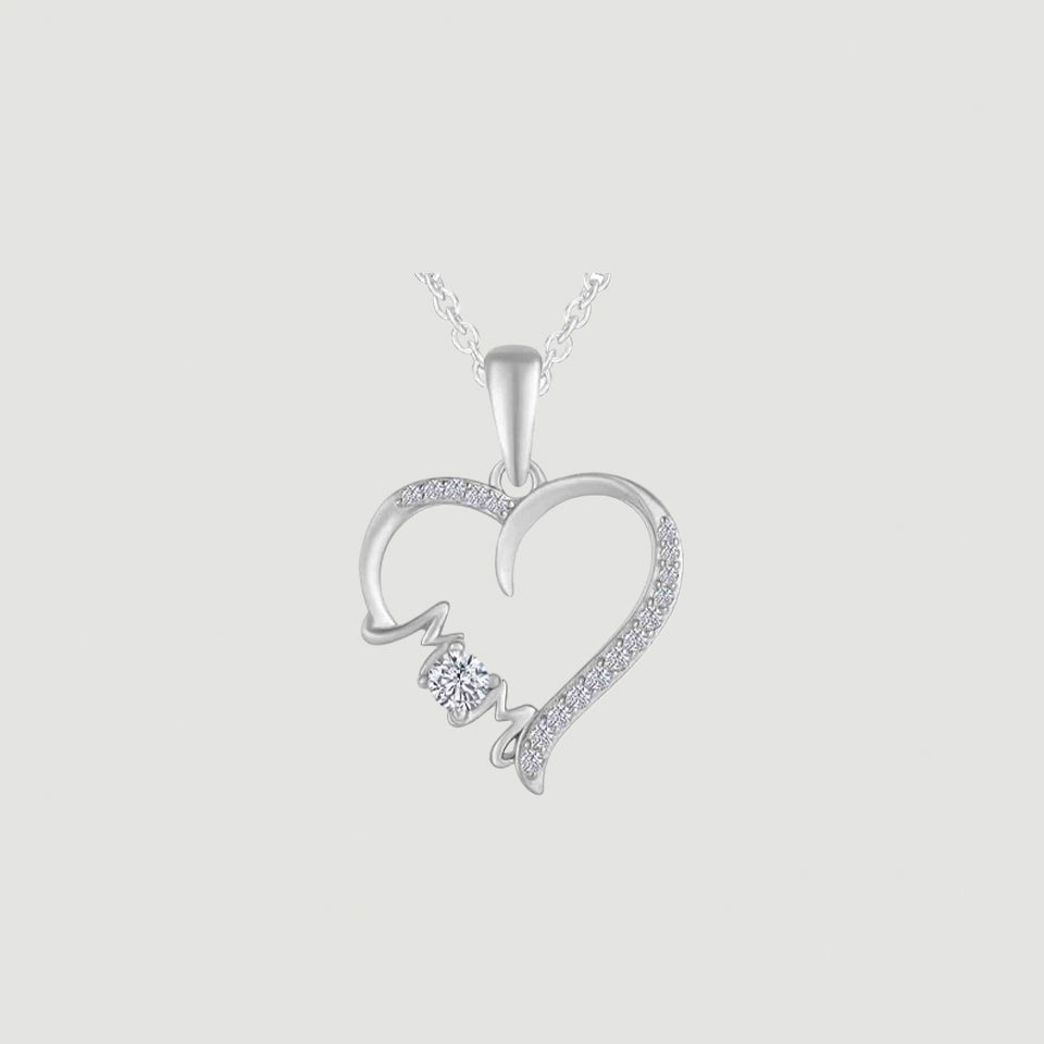 Crystal Mom Love Heart Pendant Necklace
