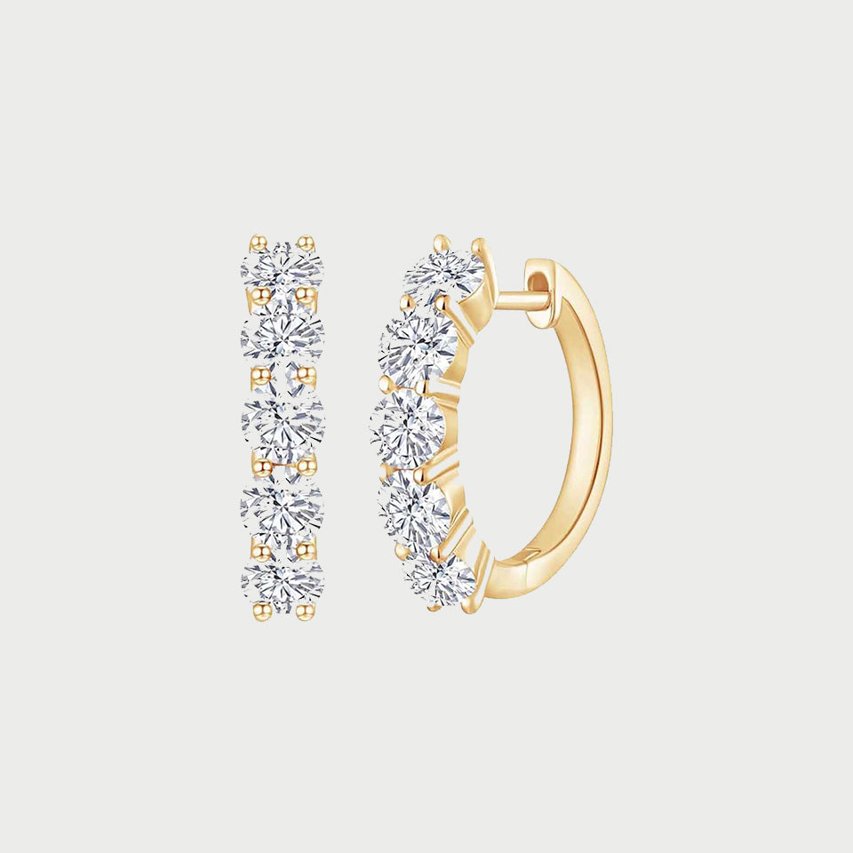 Moissanite  Diamond Huggie Hoop Earrings