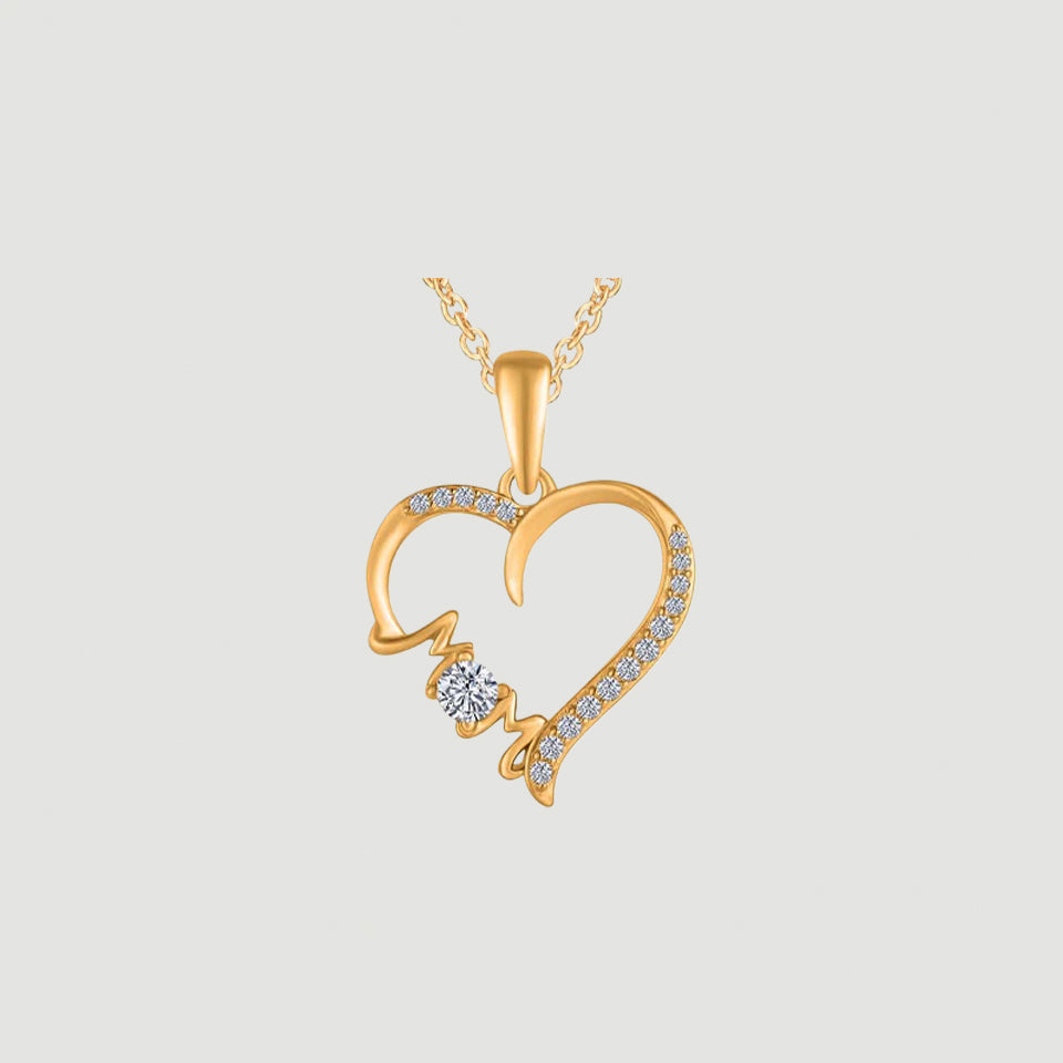 Crystal Mom Love Heart Pendant Necklace